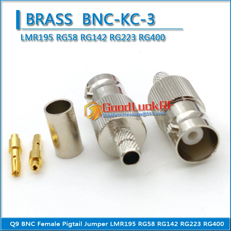 

1X Pcs Q9 BNC Female Crimp for LMR195 RG58 RG142 RG223 RG400 RF Coax Connector Socket Coaxial Straight Nickel plated