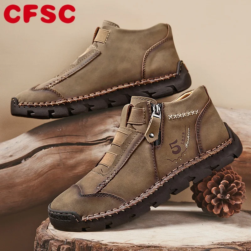 

Туфли мужские из натуральной кожи, роскошные ботильоны без застежки, удобные зимние модные мокасины ручной работы, большие размеры 39-48