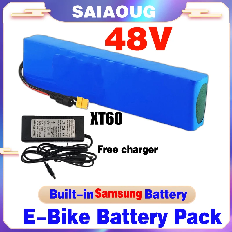 

E-bike Battery 48v 30Ah 18650 Lithium Ion Battery Pack 13S3P Bike Conversion Kit Bafang 1000w and 54.6V 2A Charger + XT60 Plug