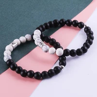 new 12 constellation charm 8mm black nature stone bracelet elastic beads bracelets for men women zodiac signs jewelry wholesale