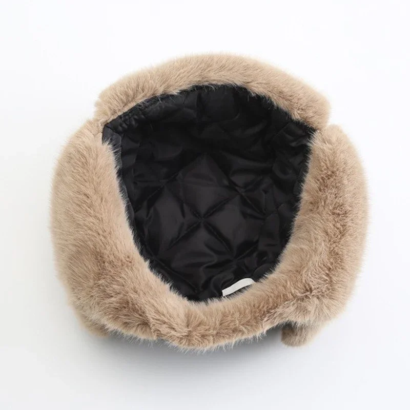 suwana ze sztucznej skóry Aviator dla mężczyzn Kobiety Zimowa gruba czapka bomber Trapper Futrzana pluszowa narciarska Outdoor Russian Style