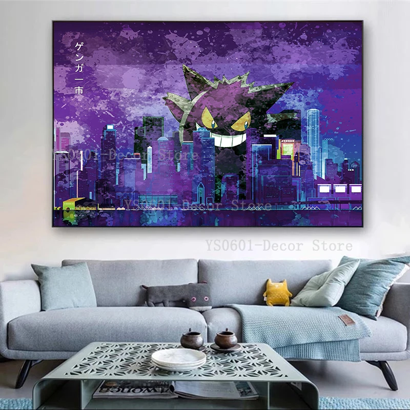 

Japanese Anime Watercolor Pokemon Poster and Print Cartoon Canvas Painting Bedroom Decor Mural Wall Art Picture Home Decor