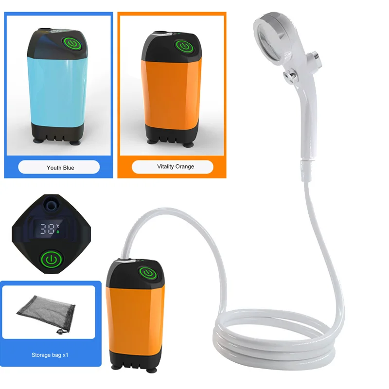 Переносной походный душ 4400mAh USB Перезаряжаемый Электрический душевой насос IPX7