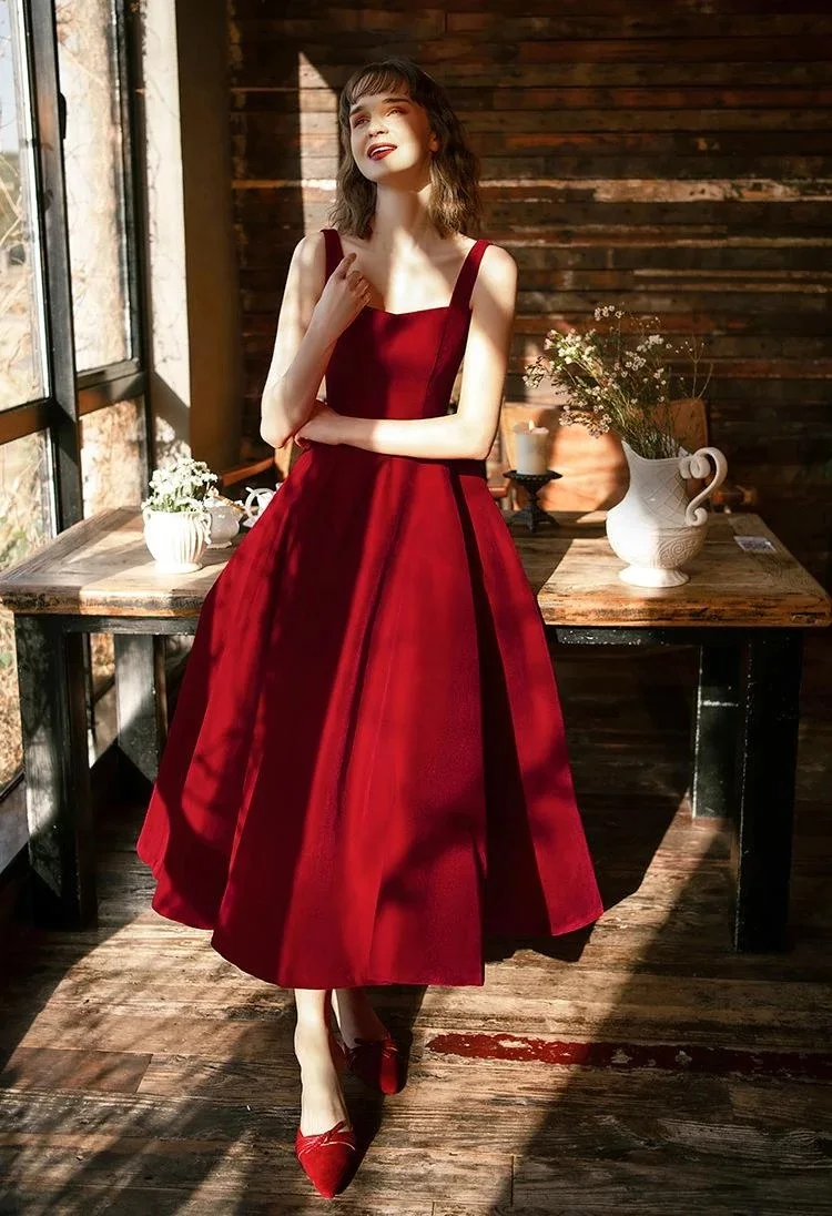 

Соблазнительное Красное Атласное Вечернее платье, модель 2022 года, а-силуэт, платье до щиколотки для выпускного вечера, индивидуальный пошив, вечернее платье