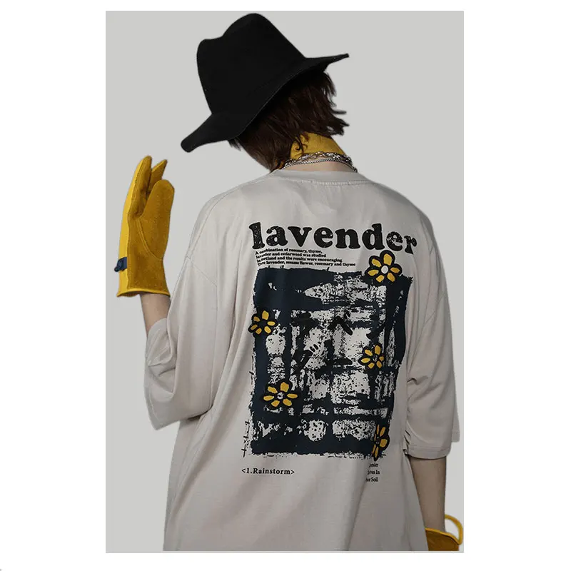 

CHICVOY Streetwear Men Y2K Harajuku Floral Tshirt Japanese Kanji T Shirt Women Short Sleeve T Shirt Cotton Top Tee Loose Hip Hop