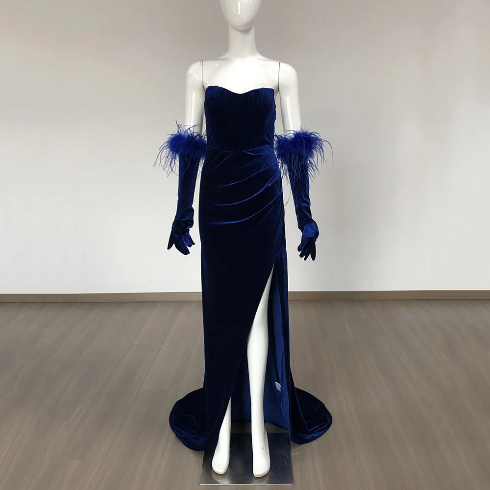 2024 элегантное бархатное женское длинное платье без бретелек сексуальное