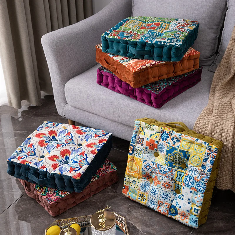 

Square Fat Cushion Printing Thick Hip Pad Cushion Ethnic Style Cushion