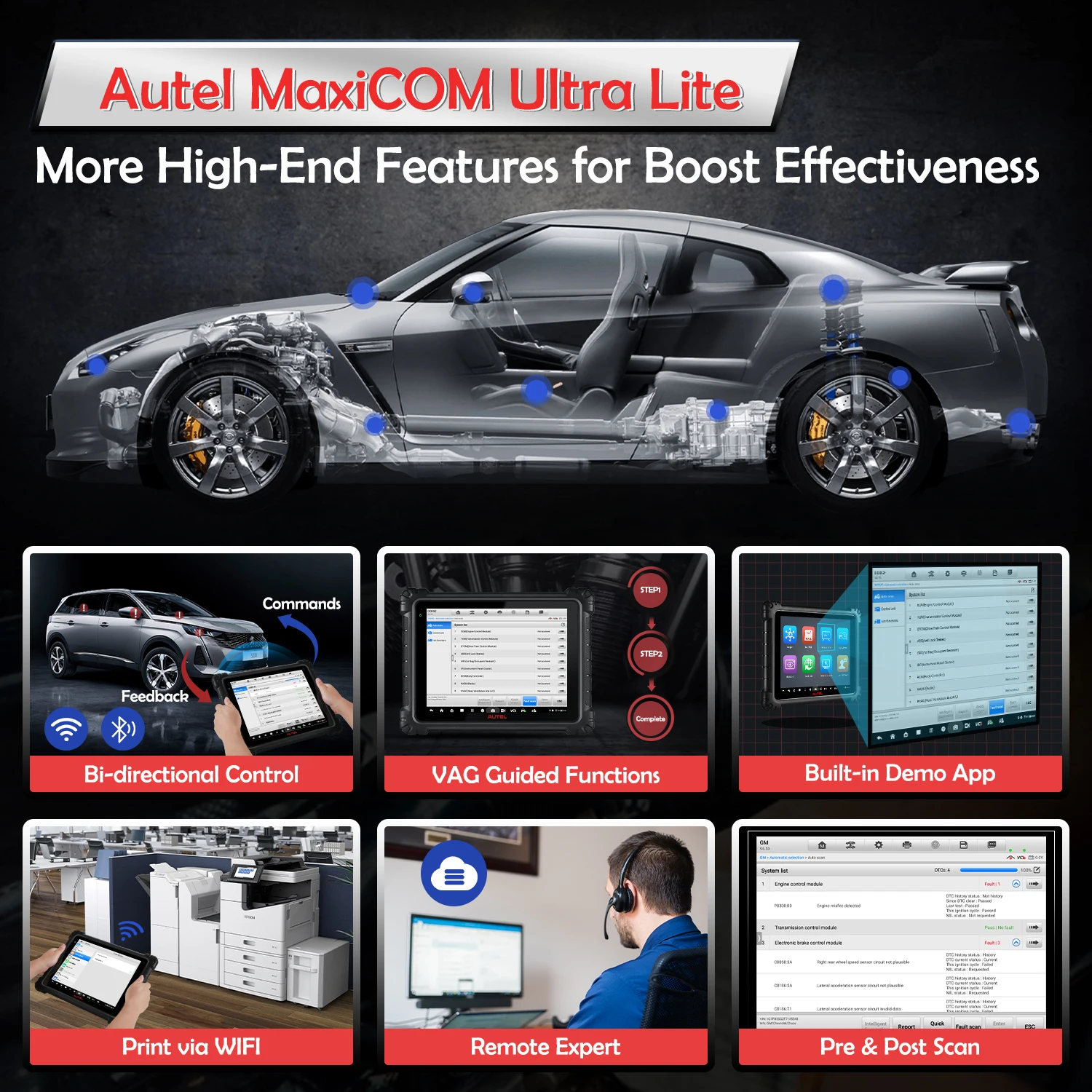 Autel MaxiCOM Ultra Lite автомобильный OBD OBD2 сканер Автомобильные диагностические