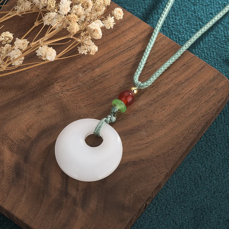 Простое Ожерелье в этническом стиле унисекс зеленое искусственное плетеное