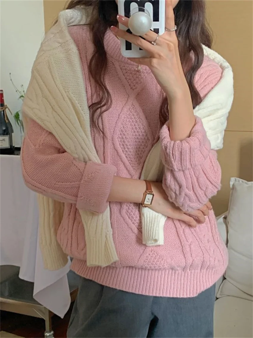 

HziriP 2023 Spring Sweaters Women OL Knitwear High Street Loose New Elegant Slim Pullovers Chic All Match Knitted Sweet Hot