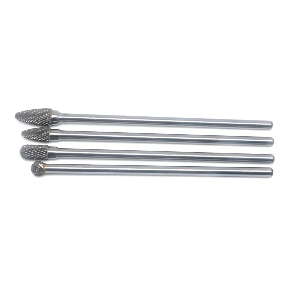 

4pcs Rotary Burr 1/4 Inch 6mm Shank 150mm Long Carbide Cutter CNC Engraving Bit Double Cut Power Tool Accessories