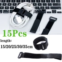 15pcs 2cm wide nylon reverse buckle straps self adhesive hook and loop fasteners car cable organizer accessories