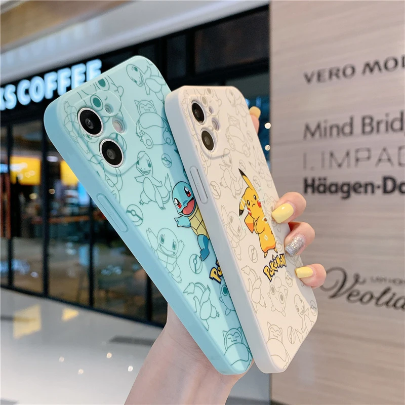 

Luxury Silicone Case Pokemon Pikachu Phone Case 13 Pro Max 11 12 13 Mini X XS XR MAX 6 6s 7 8 Plus SE 2020 Celular For iPhone