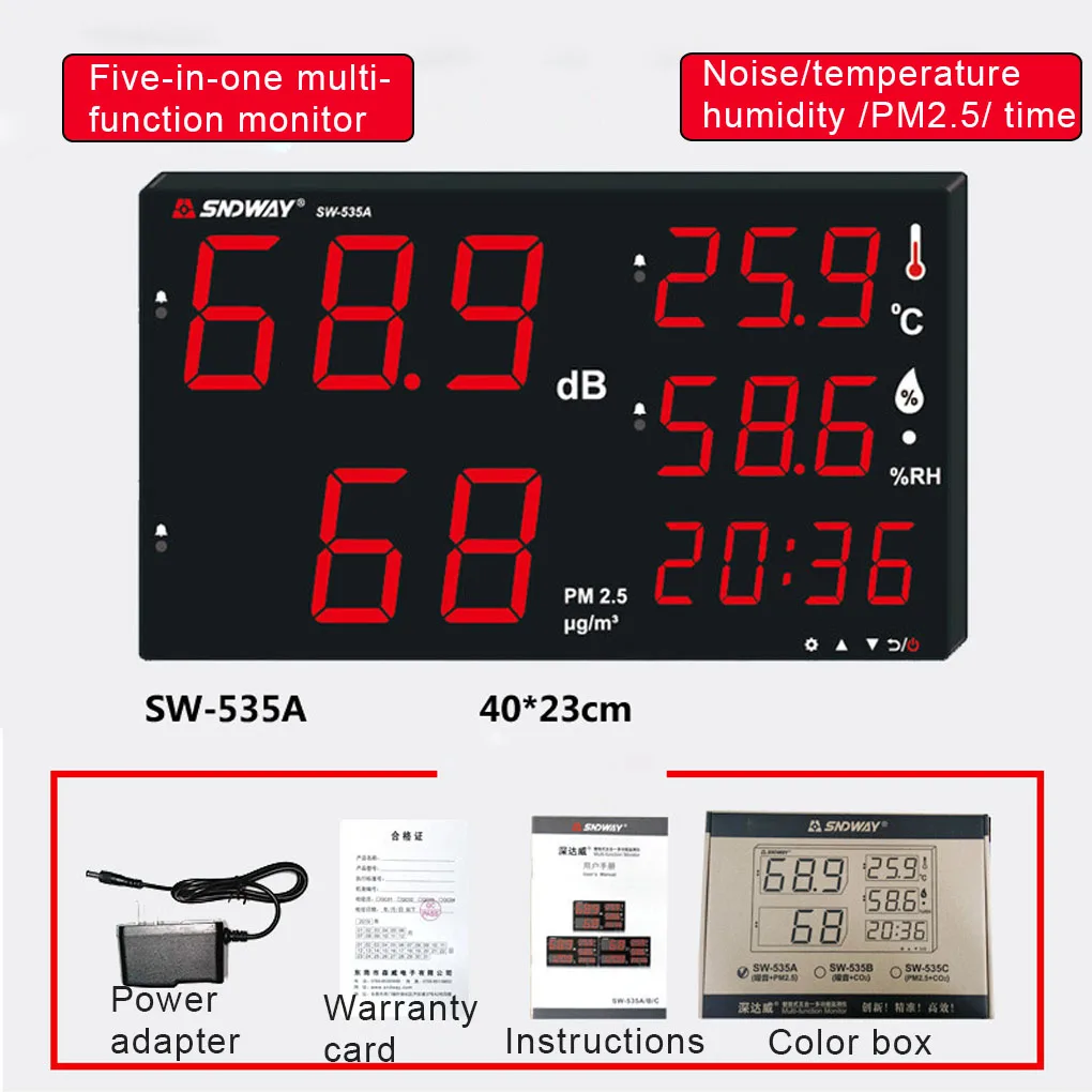 

525B Wall Mounted Sound Level Meter 30-130dB Digital Noisemeter Decibel Monitoring Tester Noise Volume Measuring Tool