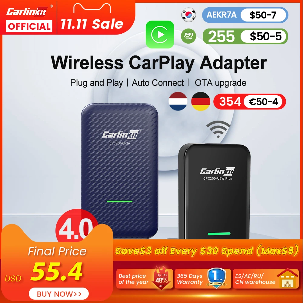 Скидка CarlinKit 4.0 беспроводной автомобильный адаптер Android беспроводной Apple CarPlay Ai Box USB-ключ для Audi VW Benz Kia Honda Toyota Ford