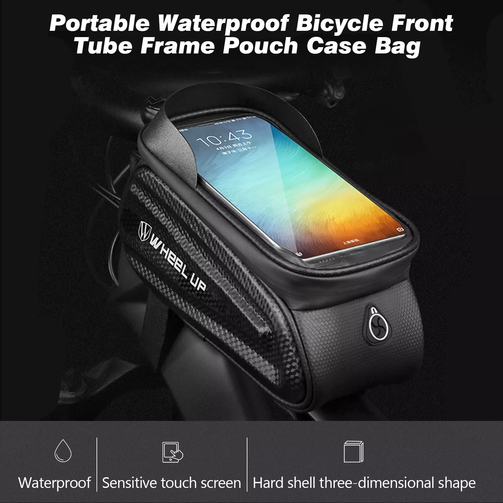 

Besegad Bike Phone Cycling Bag Portable Waterproof Bicycle Front Tube Frame Pouch Touchscreen Reflective for Phone under 7in