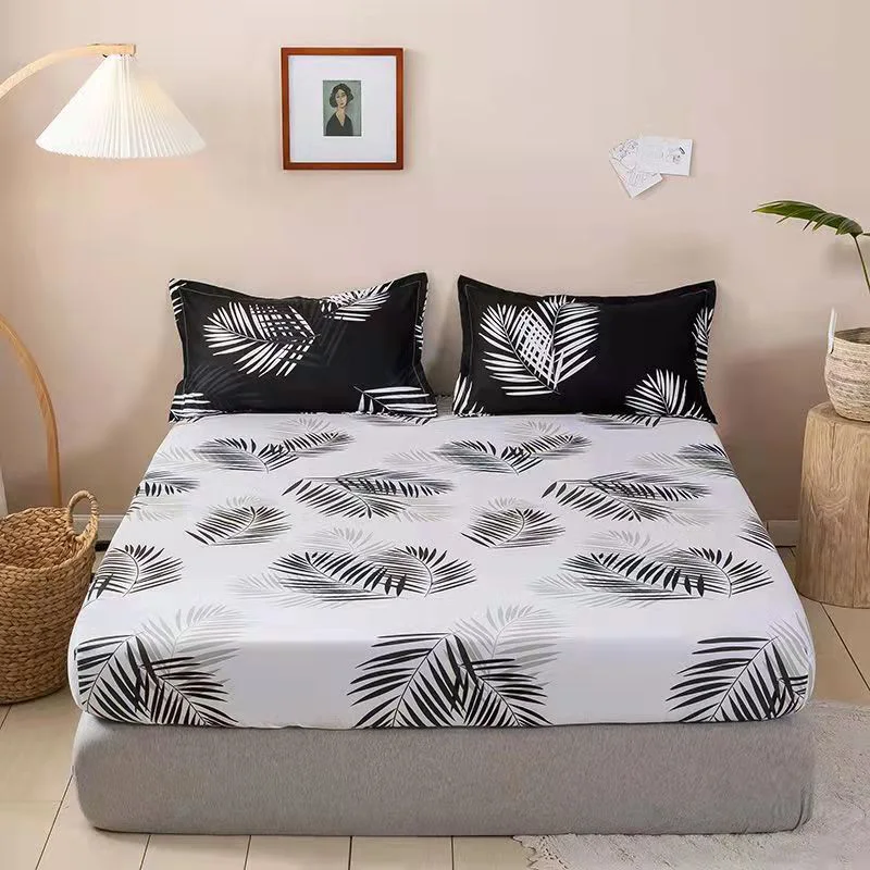 

Polyester solid non-slip sheet mattress cover high-end light luxury four corners with elastic
