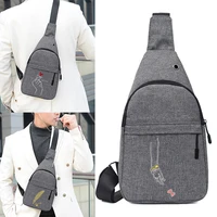 casual multifunction chest bag shoulder bags men chest crossbody bags white picture pattern school summer trip messengers bag