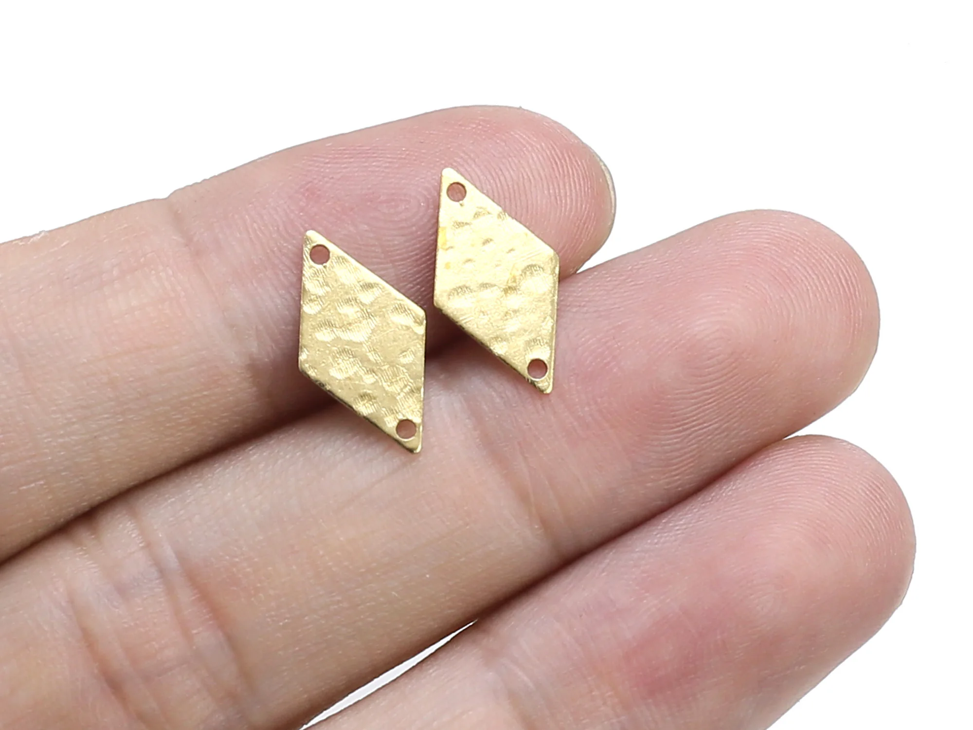 

50pcs Brass Charms, Rhombus Earring Connector, Brass Findings, 15x8.3x0.6mm, Earring Charms For Jewelry Making - R1492