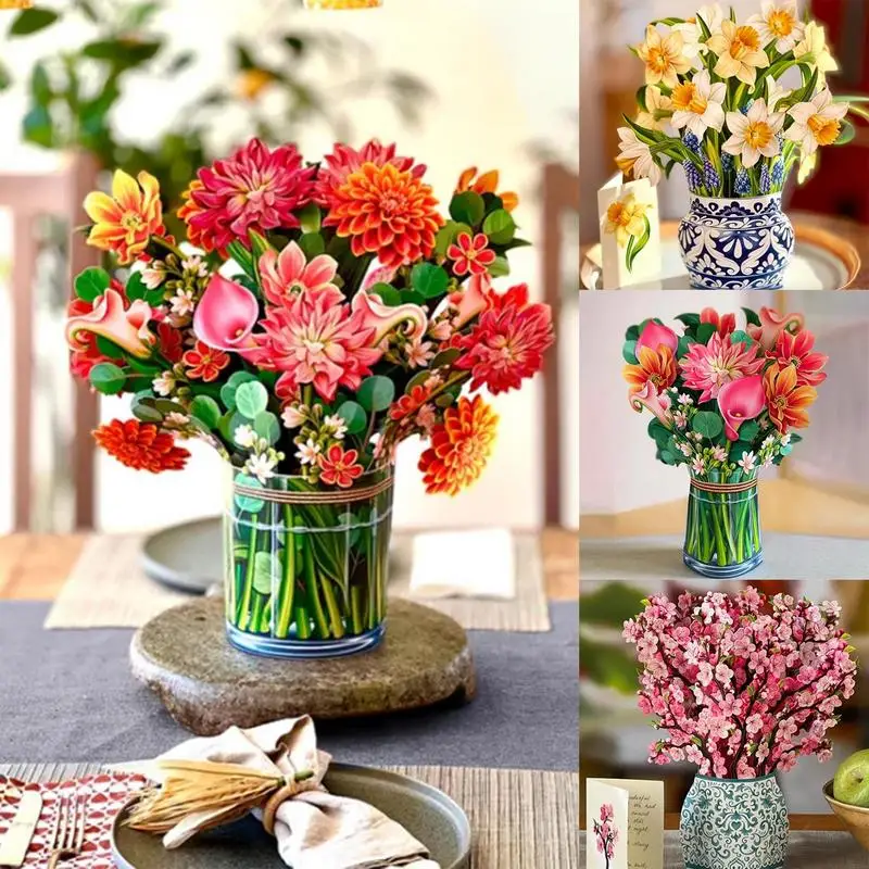 

3D Pop Up Cards Vivid Greeting Cards Flower Greeting Blessing Card for Mother's Day Gift Wife Birthday Sympathy Get Well
