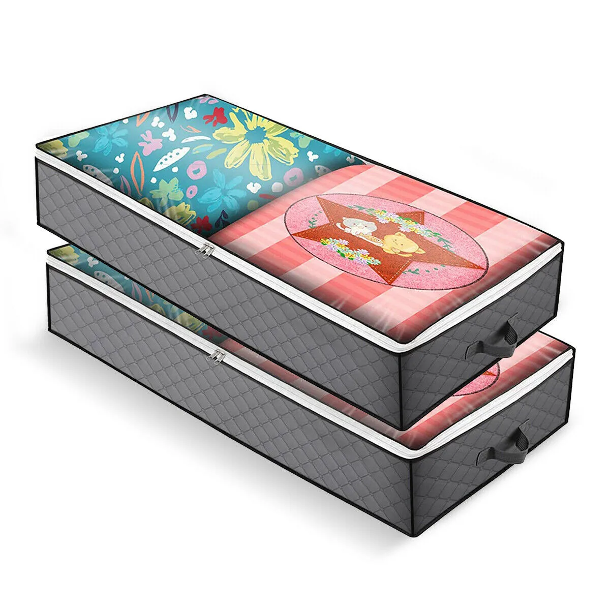 

Transparent Dustproof Storage Bag 2pc Underbed Storage Bags - Set Of 2 Large Under Bed Duvet Bedding Clothing Boxes Home Storage