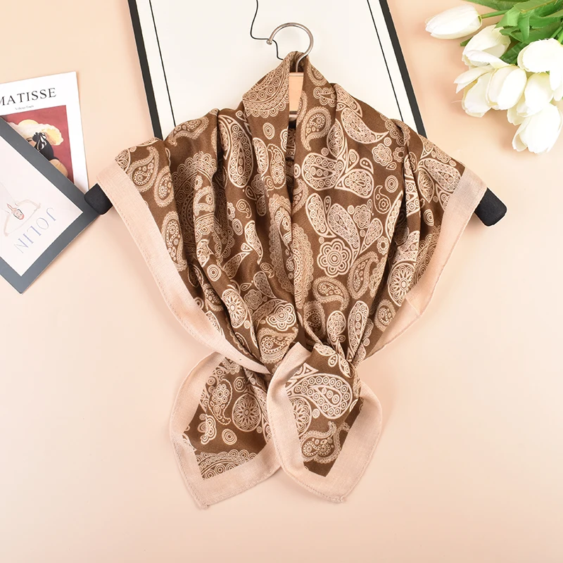 Новый стиль Универсальный Модный хлопковый шарф с принтом кешью и цветком из