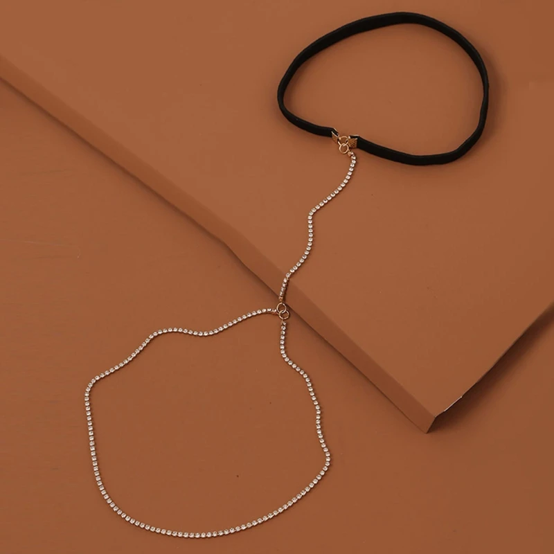 

Rhinestone Thigh Chain Anti-slip Belt Elastic Chain Harness Summer Beach Nightclub Leg Accessories for Women and Drop Shipping