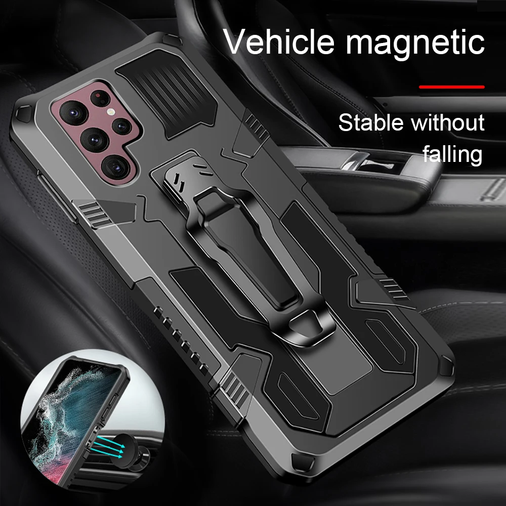 shockproof armor case for samsung galaxy s 22 s22 ultra 22ultra s22+ 5g 2022 car magnetic suction holder clip protective fundas