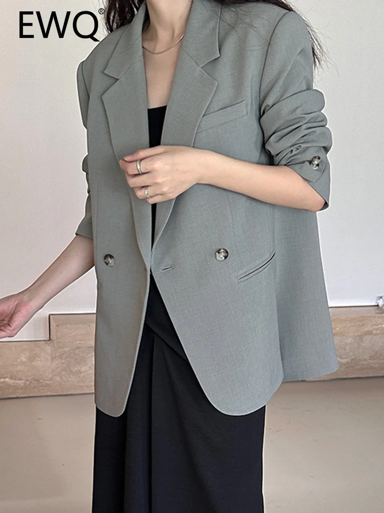 

EWQ Elegant Double Breasted Blazers For Women 2023 Autumn New Long Sleeve Office Lady Fashion Jackets Female Tops 26D5432