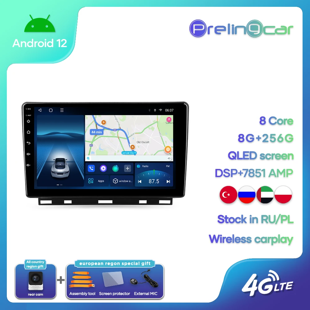 

Prelingcar Android 12.0 NO DVD 2 Din Car Radio Multimedia Video Player Navigation GPS For Renault 2019 CLIO 8 Core 4G64G 6G128G