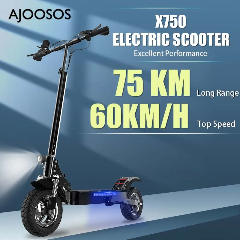 

Electric Scooter 1300W Powerful Motor Electric Scooters Up to 60KM/H Speed 75KM Range Trottinette électrique for Adults Foldable