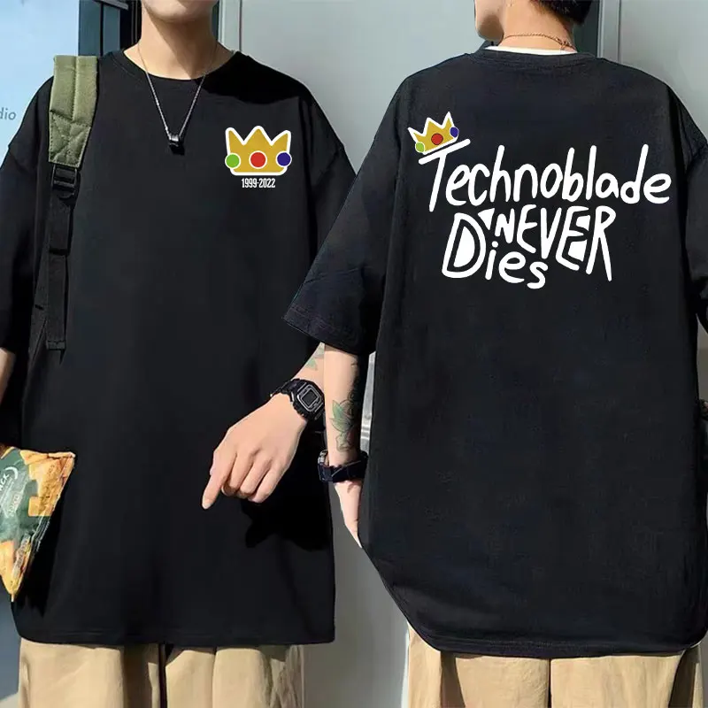 

Technoblade Merch Printing Tshirt Crown Pattern T-shirts Men Women Oversized Short Sleeve T Shirt Summer Men's Loose Streetwear