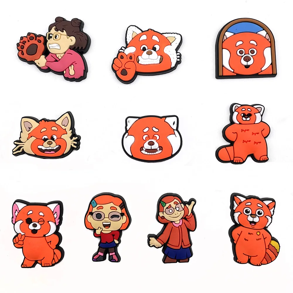 Забавные 1 шт. Симпатичные Кроксы для обуви мультяшный оранжевый енот