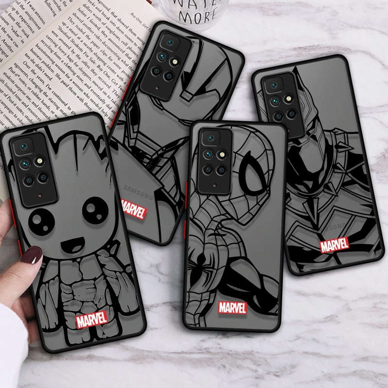 Жесткий чехол для Xiaomi Redmi 8, 9, 10, 10C, 9C, 9A, Redmi10C, 10 А, Φ, 8A, 9T, чехол с рисунком Marvel, Грут, паук, Железный человек, студия