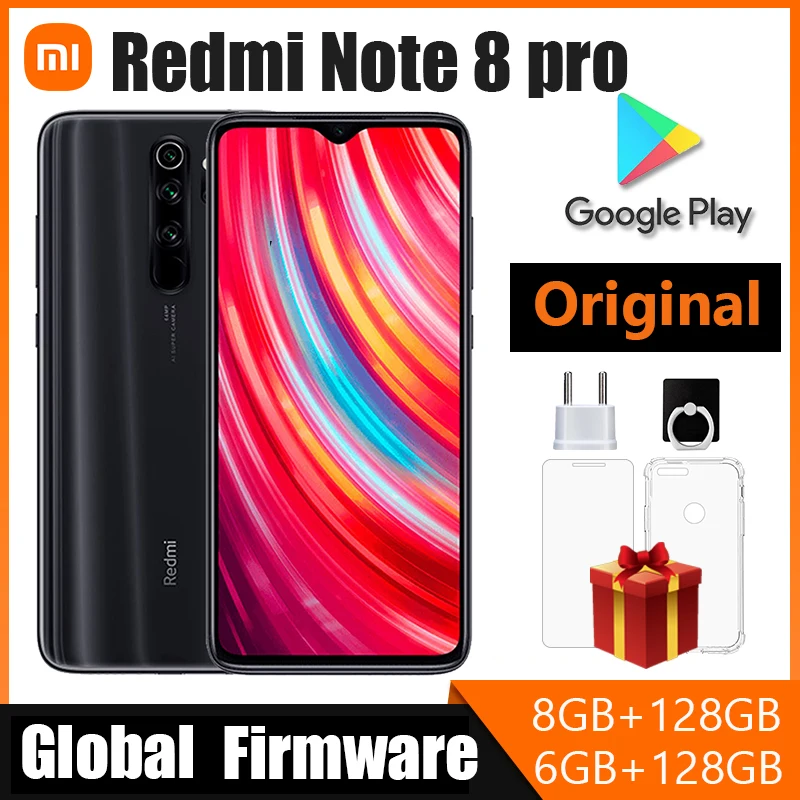 Xiaomi Redmi Note 8 Pro Smartphone, Android Cell Phones Global ROM Version Mobil Phone Dual SIM Cellphone