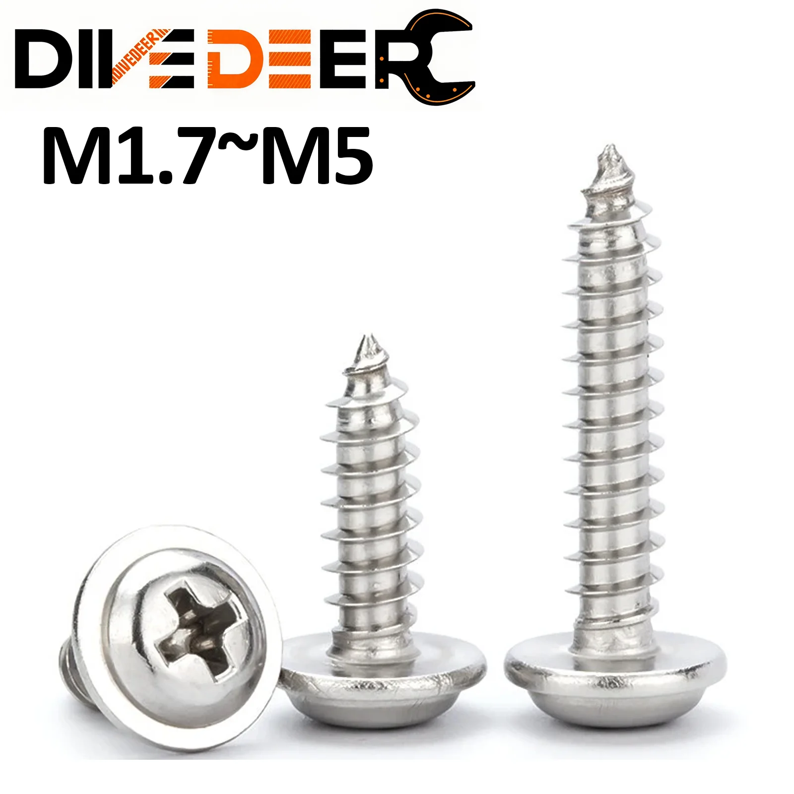 

DIVEDEER Саморезы по дереву из нержавеющей стали 304 M1.7 M2 M2.3 M2.6 M3 M4 M5