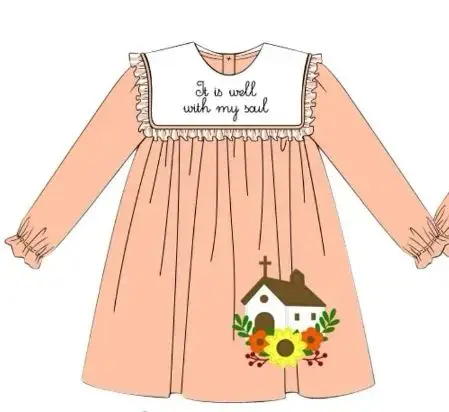 Новый Пасхальный бутик Детский комплект кружевное платье с длинным рукавом и