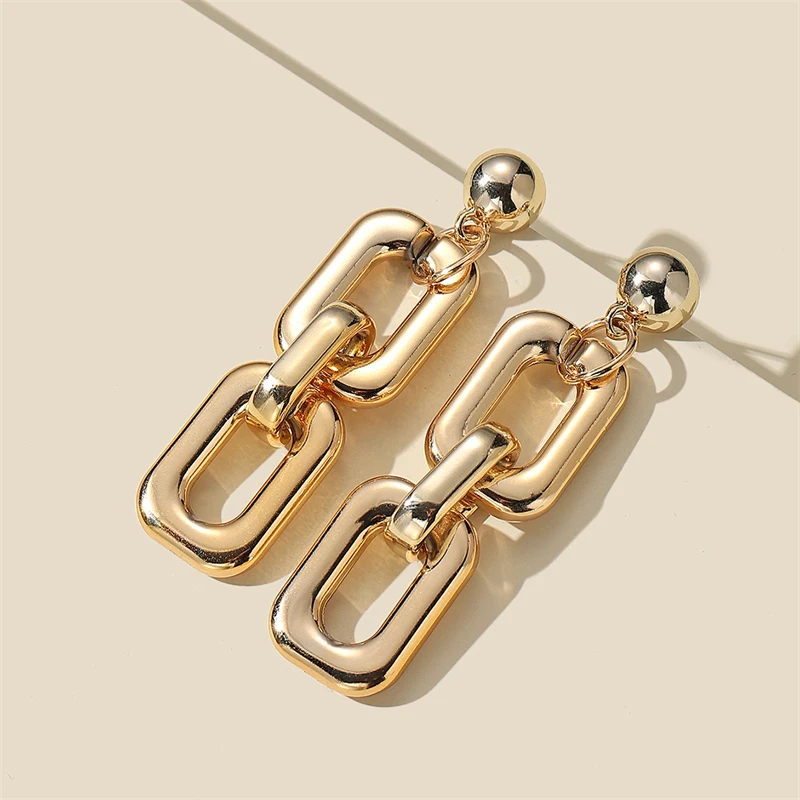 

Chain Gold And Sliver Earrings For Women Acrylic Female Statement Earrings Vintage Boho Dangle Geometry Bohemian Earings