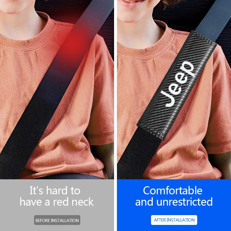 

1/2pcs Car Emblem Seat Belt Cover Protector Safety Shoulder Padding For Jeep Renegade Grand Cherokee Wk2 Wrangler JK Accessories
