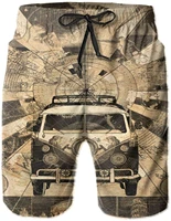 beach mens swimwear beach trunks vintage travel bus quick dry printed beach shorts summer boardshorts