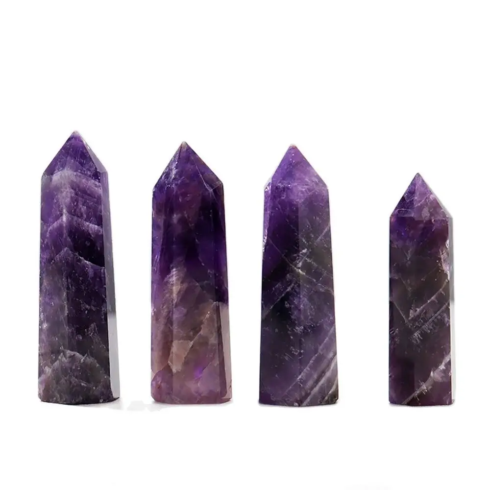 

1pc Natural Quartz Dream Amethyst Wand Healing Crystal Tower Single Point 6 Faceted Obelisk Chakra Stones Meditation Ornaments