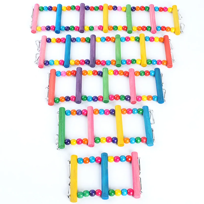 

1pc Birds Pets Parrots Ladders Climbing Toy Hanging Colorful Balls With Natural Wood Parrot Toys Hanging Pet Supplies 2021