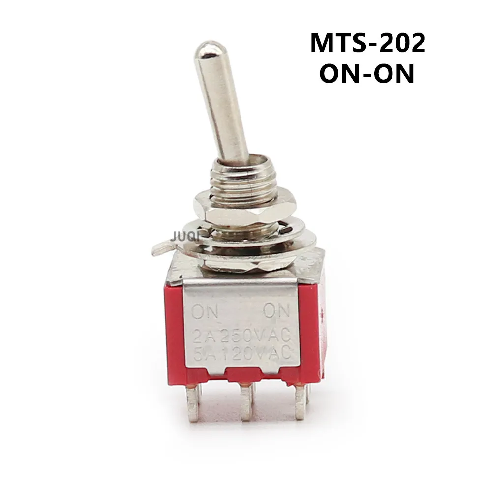 

1/2 шт. MTS-202, красный тумблер 6 мм, мини-6-контактные переключатели, 2/3-позиционный фиксирующий переключатель MTS-203 SPDT ON-OFF-ON, водонепроницаемая крышка