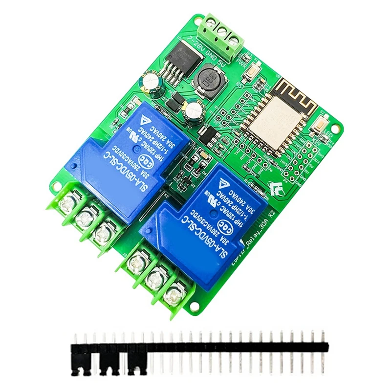 

DC7-28/5V Power Supply ESP8266 Development Board Wifi Dual Way 30A Relay Module ESP-12F Development Board