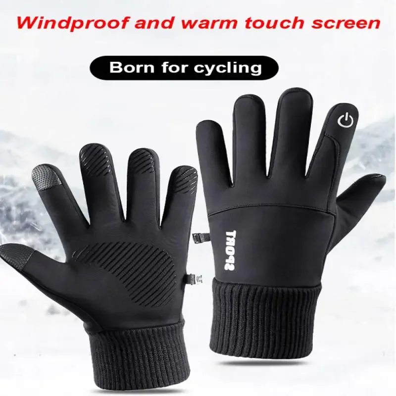 Riding Gloves Outdoor Windproof Gloves For Car Non-slip Waterproof Winter Touch Screen Gloves Cycling Fluff Warm Glove