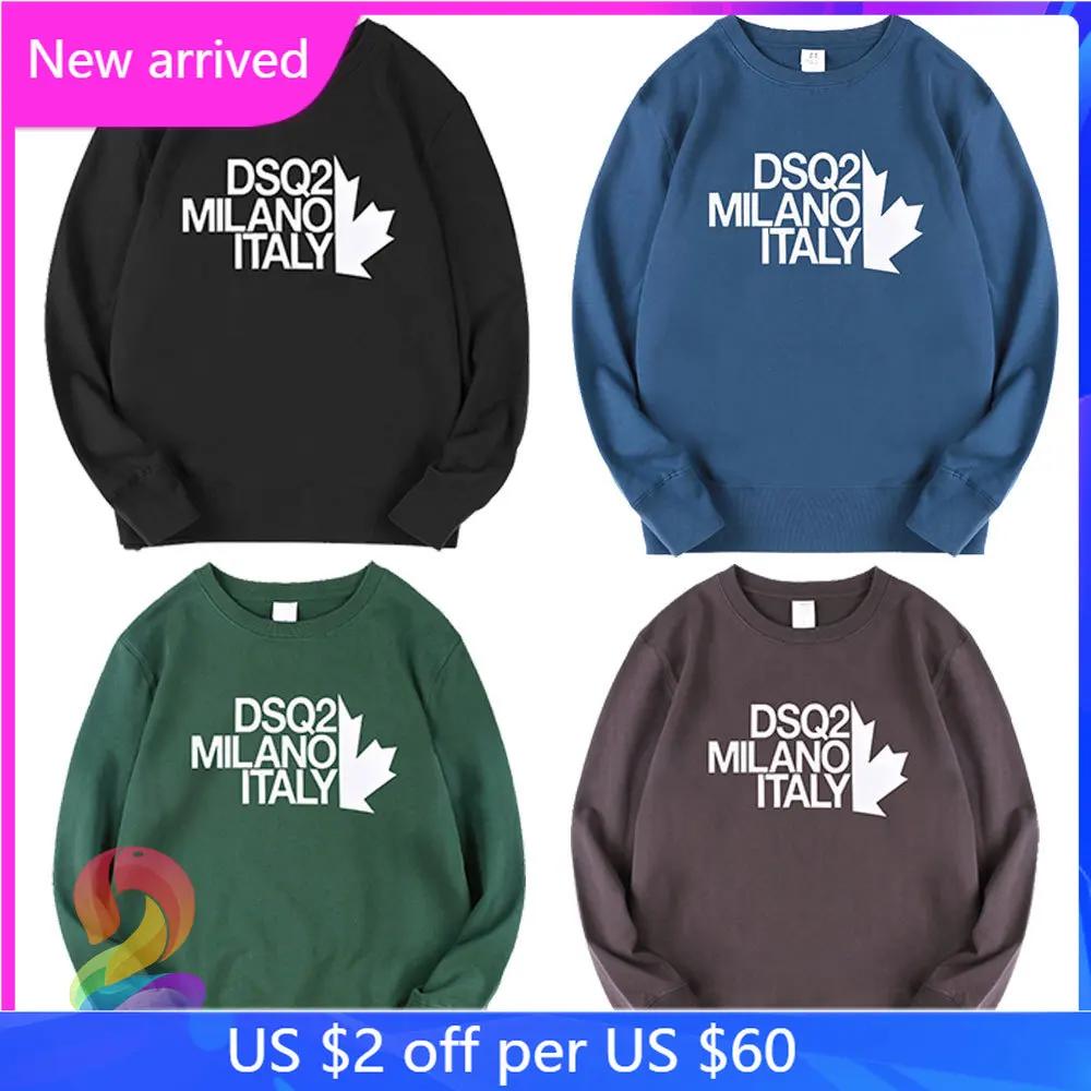 

Spring Autumn Large Size Casual Couple WearCotton Print Round Neck Pullover Fashion Men Women Oversized DSQ2 Sweatshirts