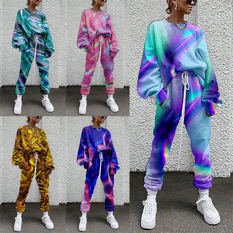 

Spring Autumn Women Tracksuit 2 Piece Set Long Sleeve Casual Suit Clothes Print Comfortable Simple Style