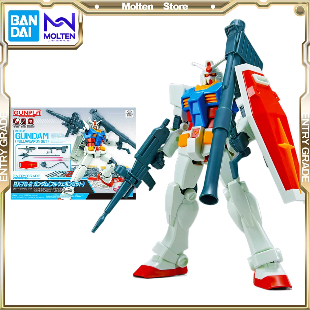 Оригинальный начальный класс Bandai, EG 1/144 RX-78-2 Gundam (полный набор оружия), аниме экшн-фигурка, пластиковый комплект моделей в сборе/сборке