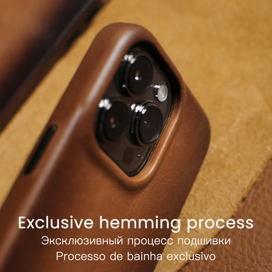 YMW Handmade Case for iPhone 13 14 Pro Max Plus Magnetic Oil Wax Genuine Leather Luxury Business Retro Pull-up Cow Phone Cover