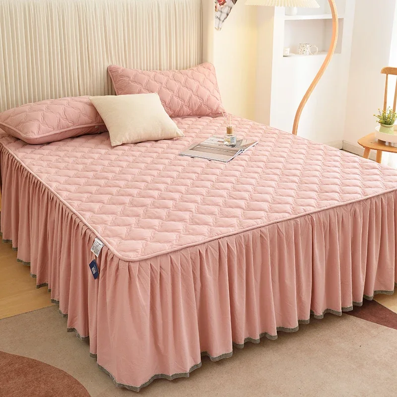Толстая хлопковая юбка с воланами двуспальные простыни стеганое покрывало